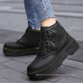 High Quality Genuine leather Shoes Size 35-40 Buckles High-top Height Increasing Ladies Dress Shoes Winter Women's Chunky Shoes